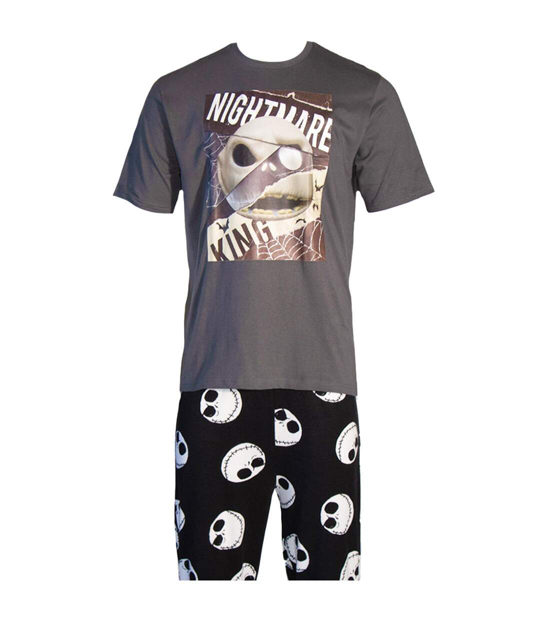 Ensemble De Pyjama Motif Jack Skellington Motif/style Toile D´araignée Homme Gris Noir Nightmare Before Christmas-4