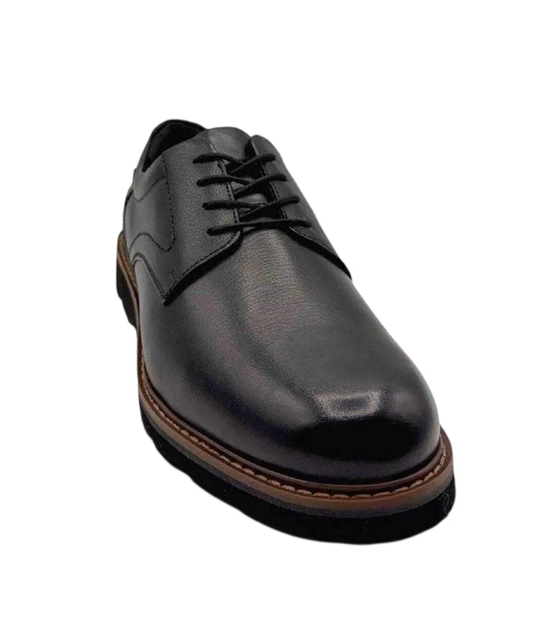 Mens Charlee Leather Derby Shoes Black Rockport-3