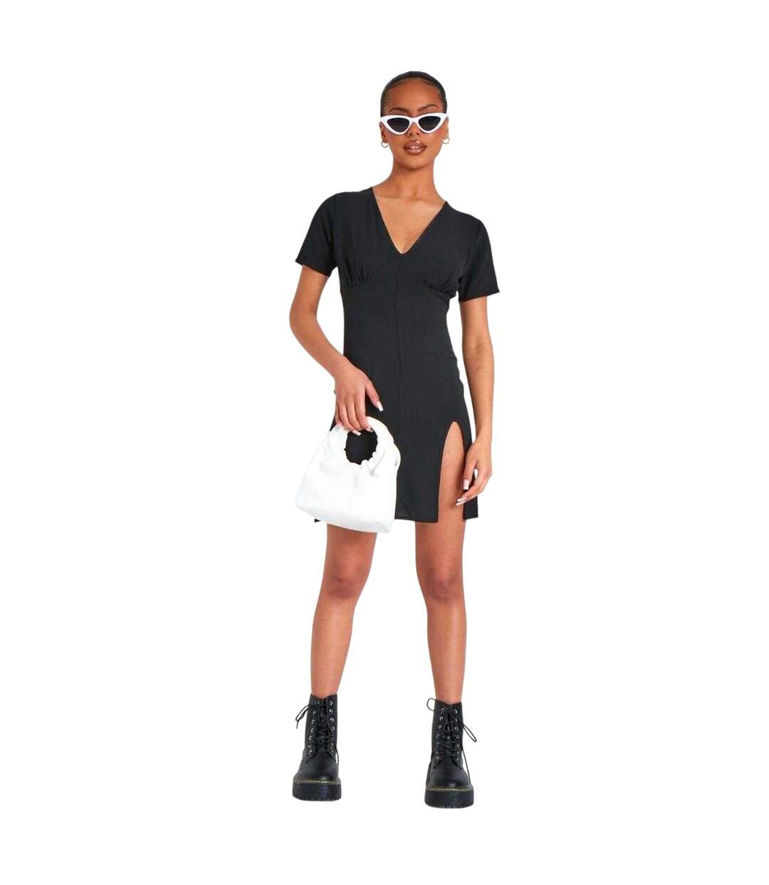 Womens/ladies Short-sleeved Mini Dress Black Missy Empire-4