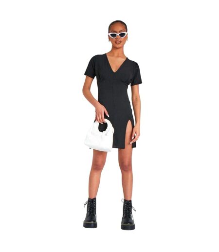 Womens/ladies Short-sleeved Mini Dress Black Missy Empire