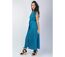 Robe longue ceinturée SELINA motif bleu et noir Coton Du Monde-3