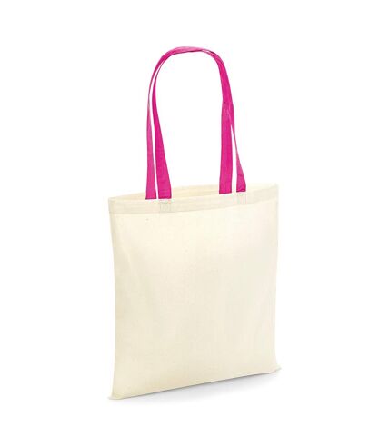 Westford Mill Contrast Handle Bag For Life (Natural/Fuchsia) (One Size) - UTRW7171