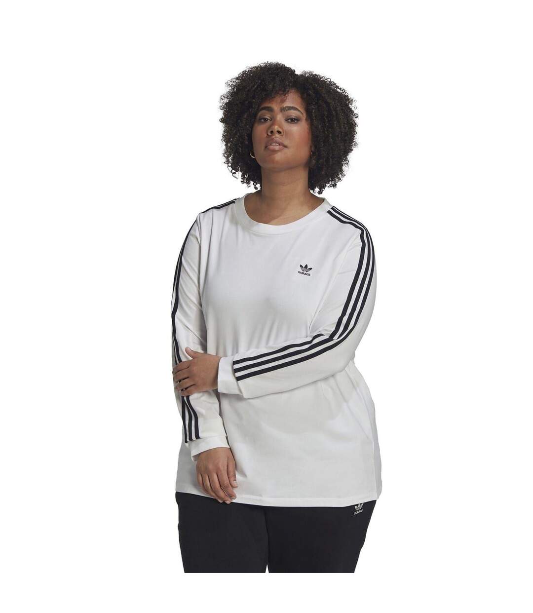 Haut Manches Longues Motif/style 3 Rayures Femme Blanc Adidas-2