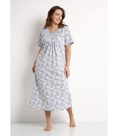 Chemise de nuit longue coton manches courtes