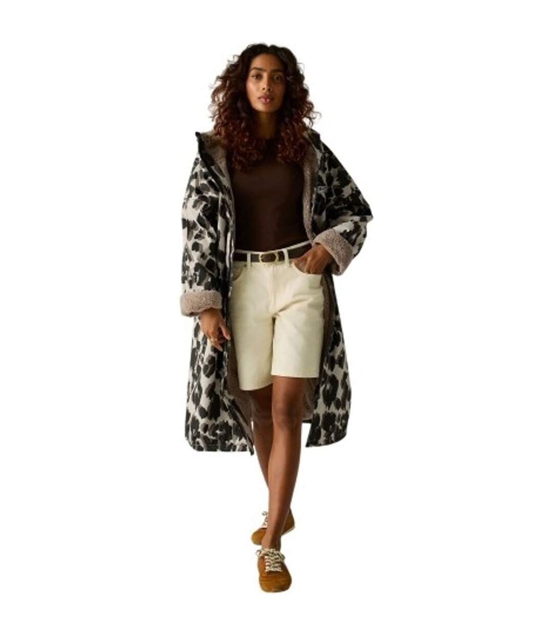Peignoir À Langer Imperméable Motif/style Imprimé Léopard Adulte Blanc Cassé Marron Clair Noir Léopard Regatta-1