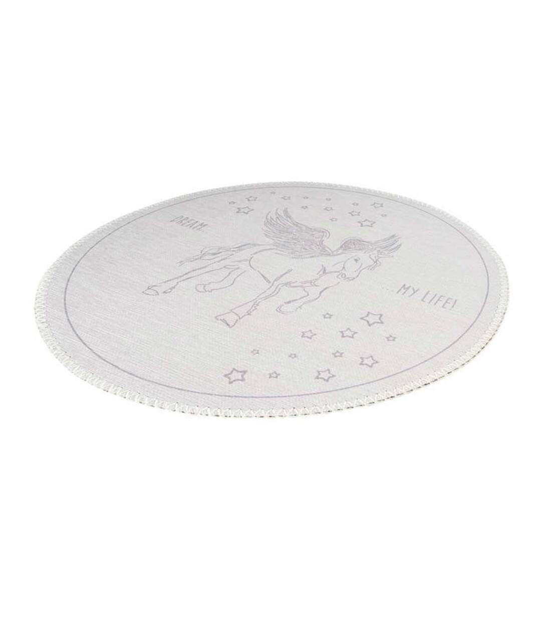 Tapis Rond Enfant Imprimé Bambini III 160cm Gris-2