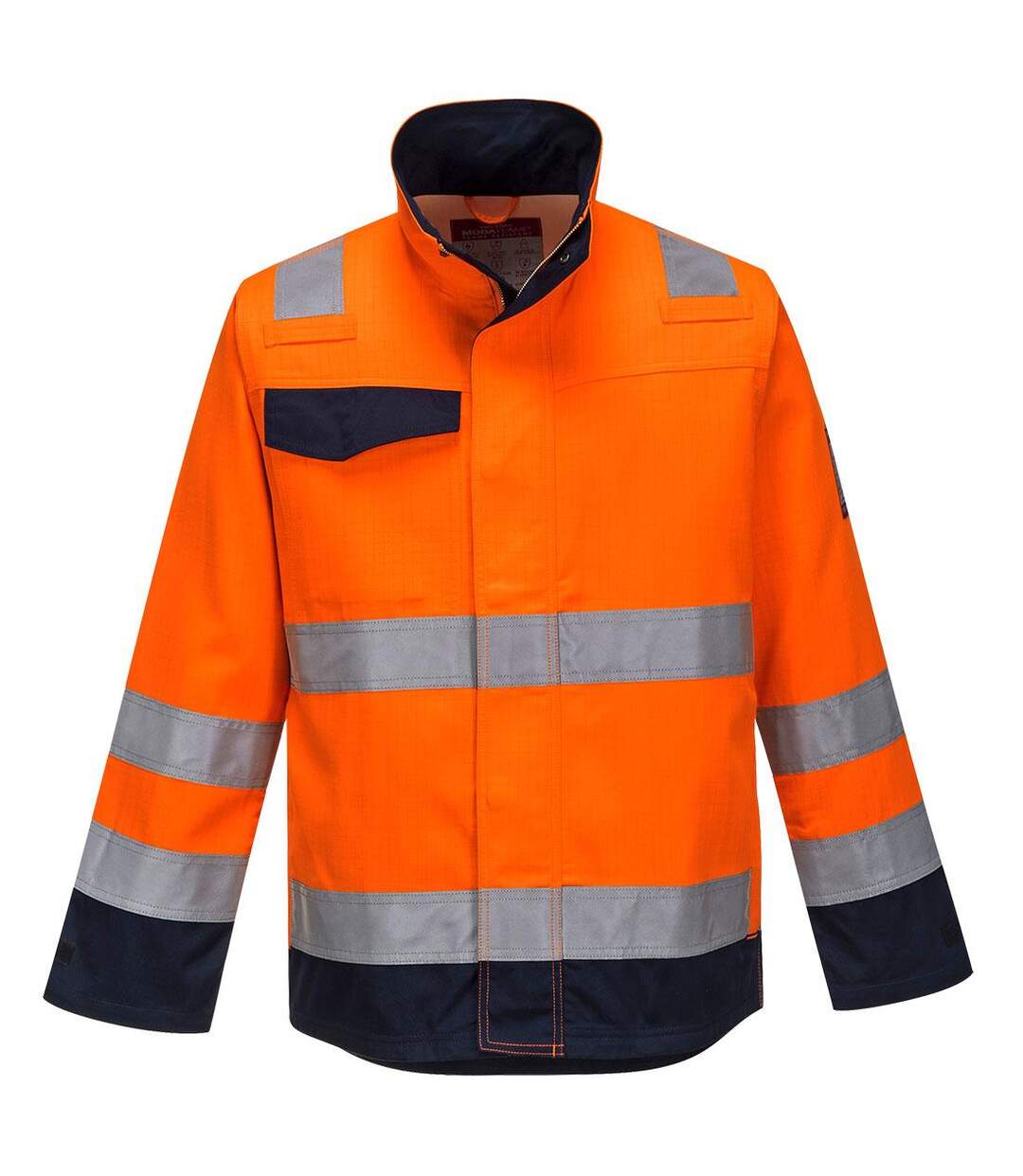 Mens hi-vis modaflame safety jacket orange/navy Portwest