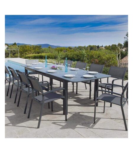 Table de jardin extensible en aluminium anthracite Milos 8 à 10 personnes