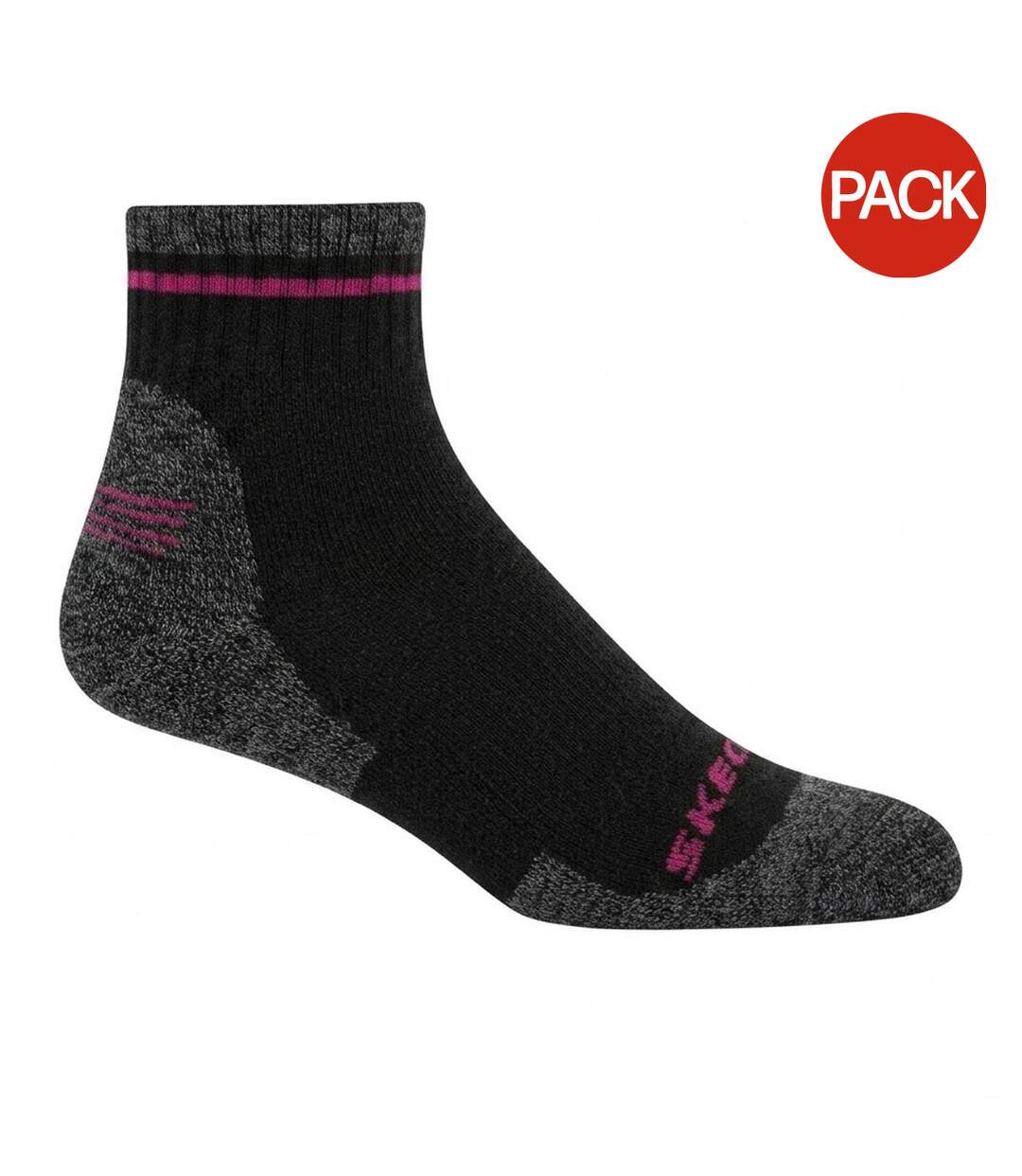 Lot De 2  Chaussettes Femme Gris Rose Skechers-1