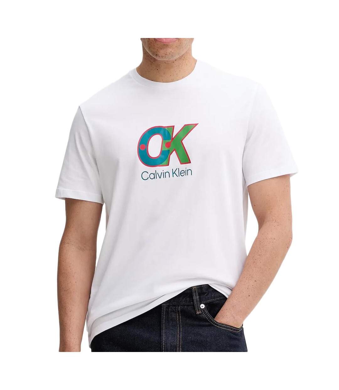 T-Shirt blanc homme calvin klein jeans lv04rd821g-1