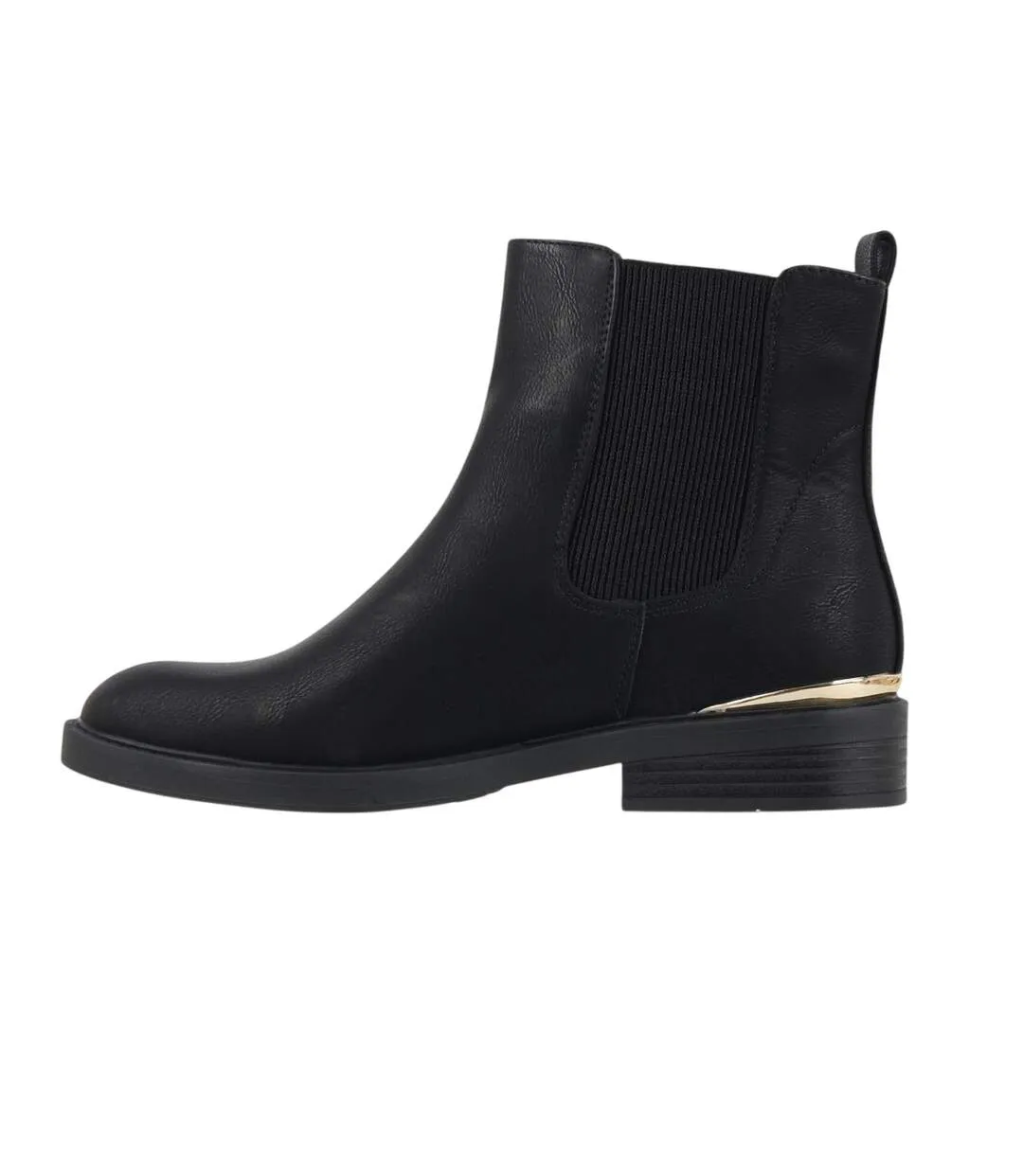 Womens/ladies Clip Block Heel Ankle Boots Black Miso-2