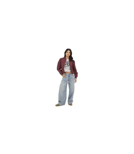 Womens/ladies Bomber Jacket Burgundy Brave Soul