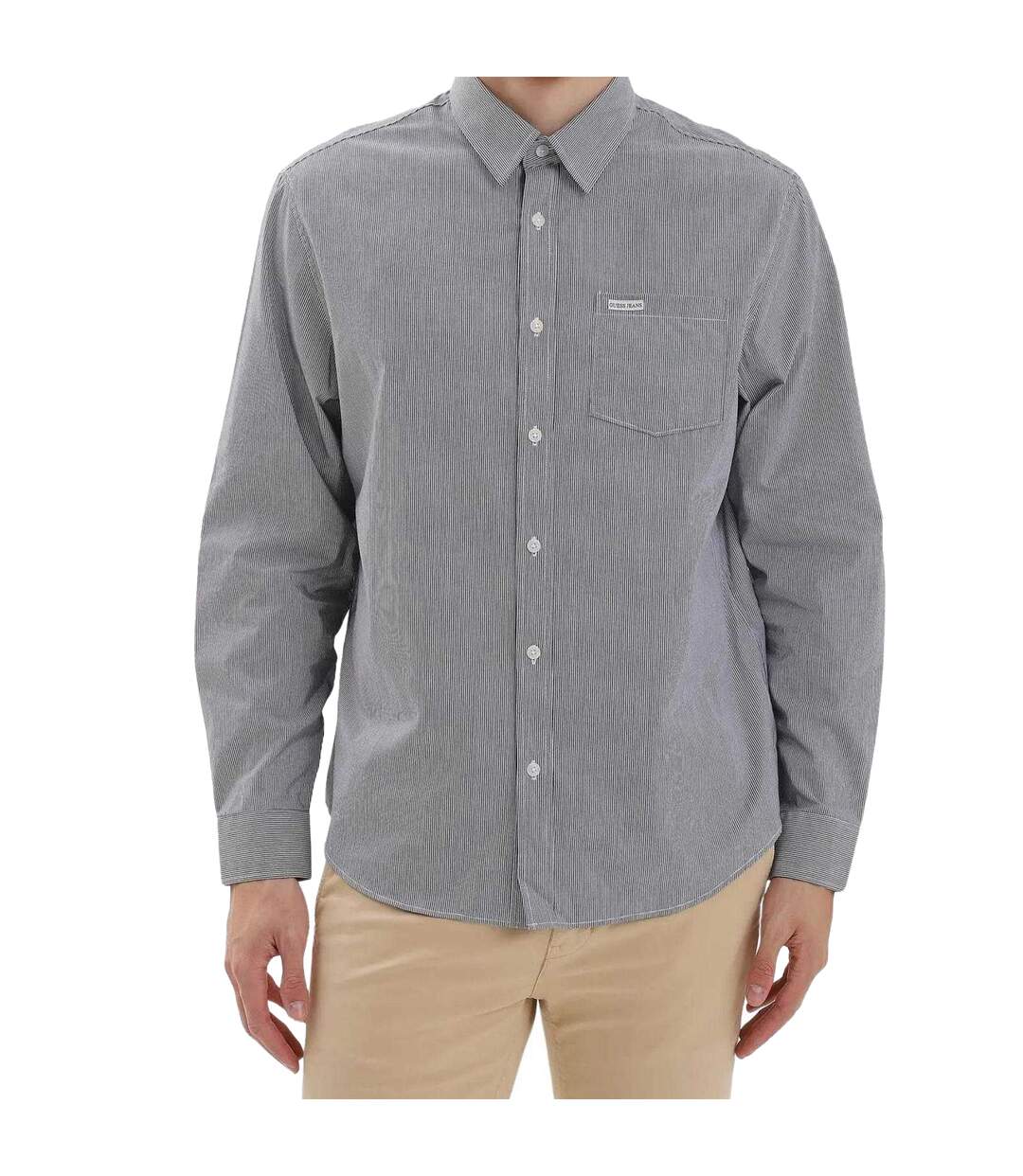 Chemise Motif/style Rayé Homme Blanc Gris Guess-1