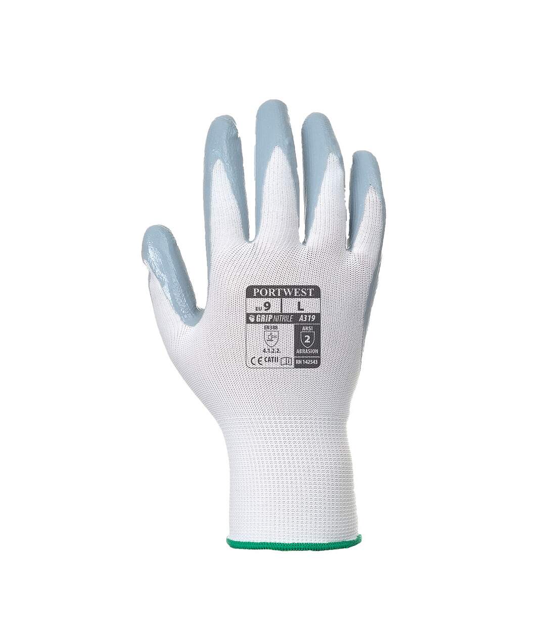 Unisex adult a319 flexo nitrile grip gloves xxl grey/white Portwest-2