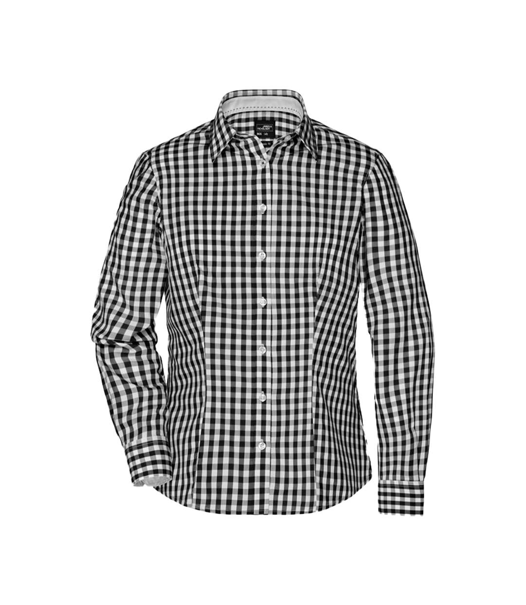 Blouse Motif/style À Carreaux Femme Noir Blanc James And Nicholson-1