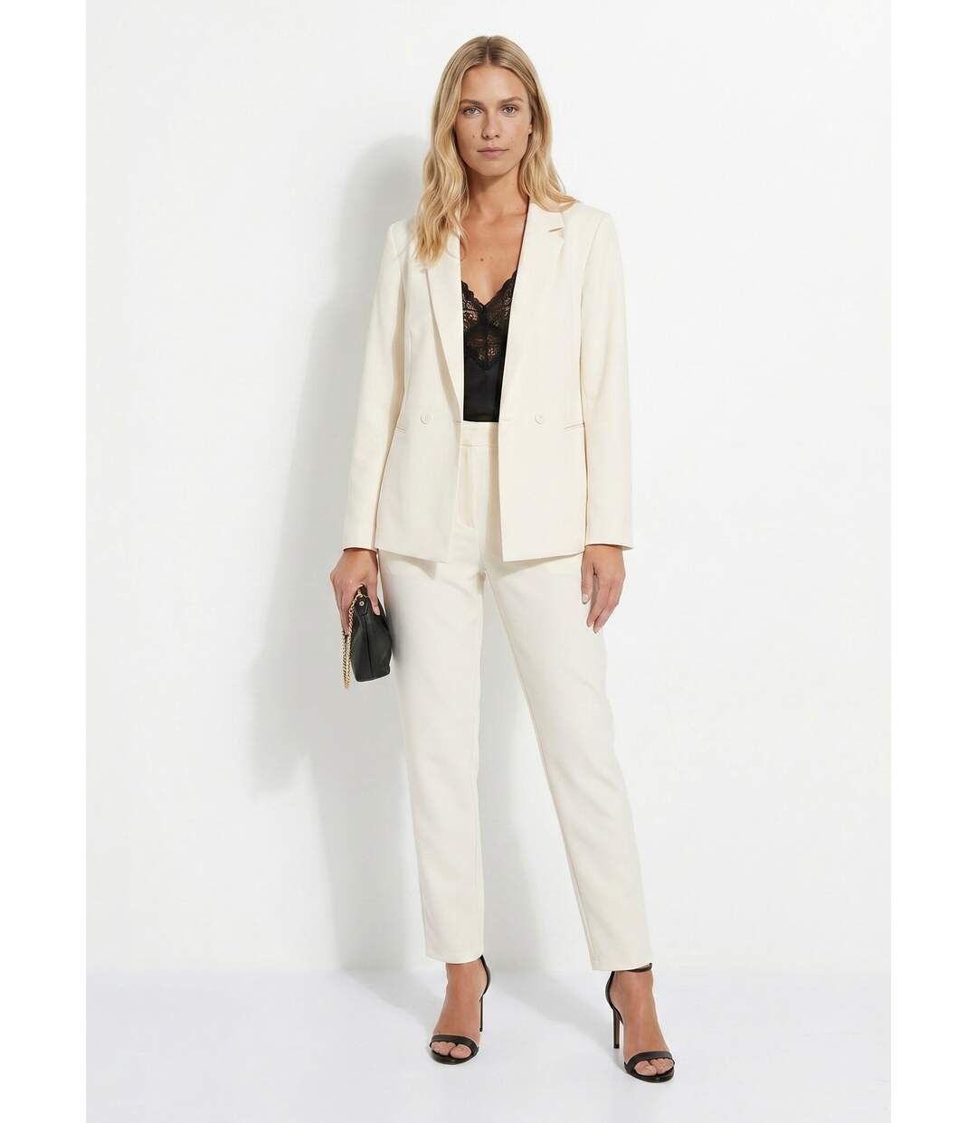 Veste tailleur unie fluide double boutonnage-3