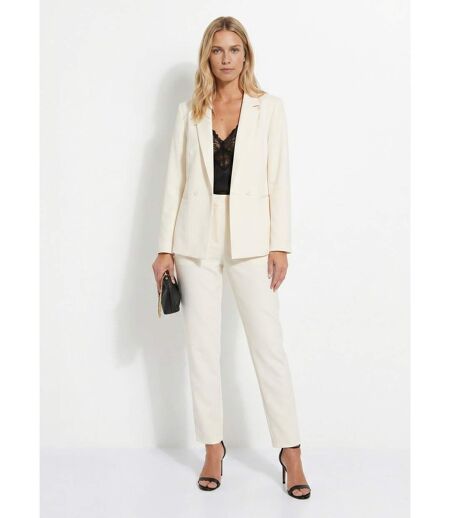 Veste tailleur unie fluide double boutonnage