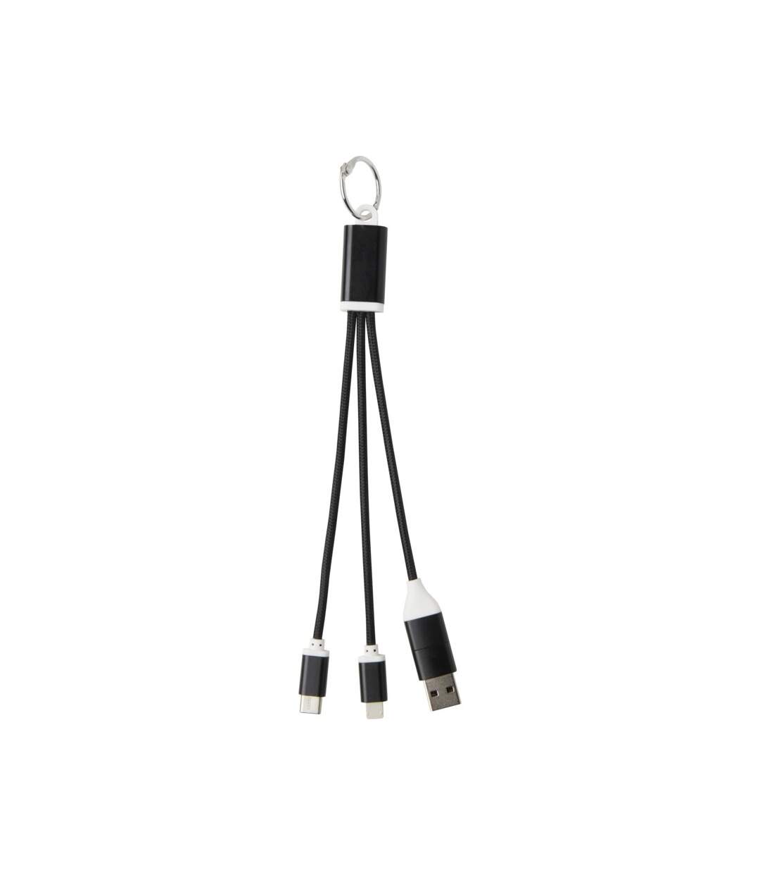 4 in 1 recycled aluminium keyring charging cable one size solid black Generic