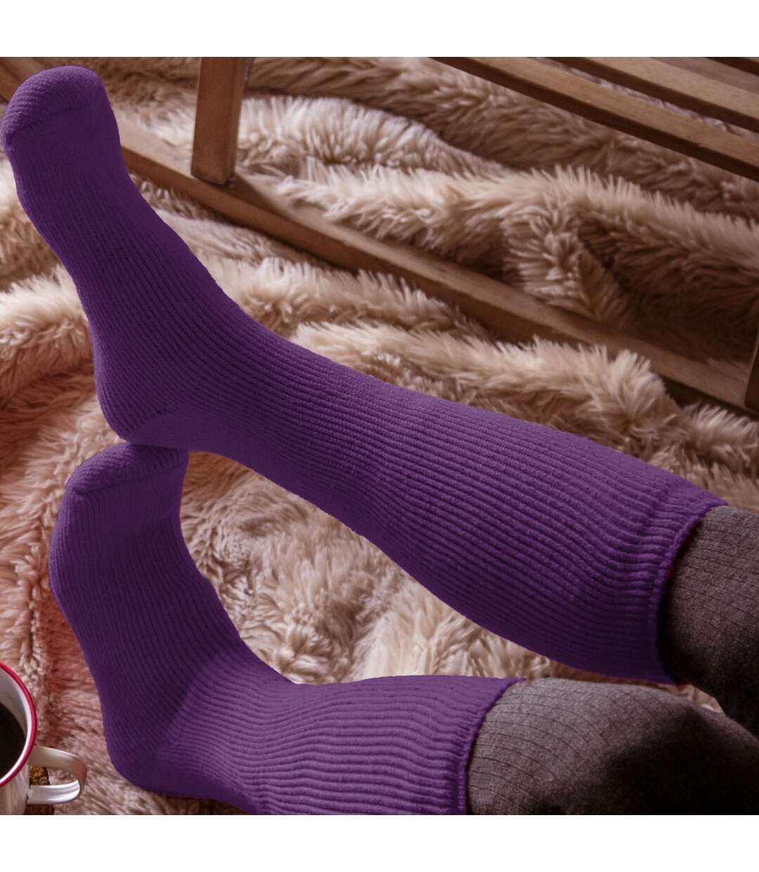 Chaussettes Femme Thermiques Hautes Doublé Polaire-3