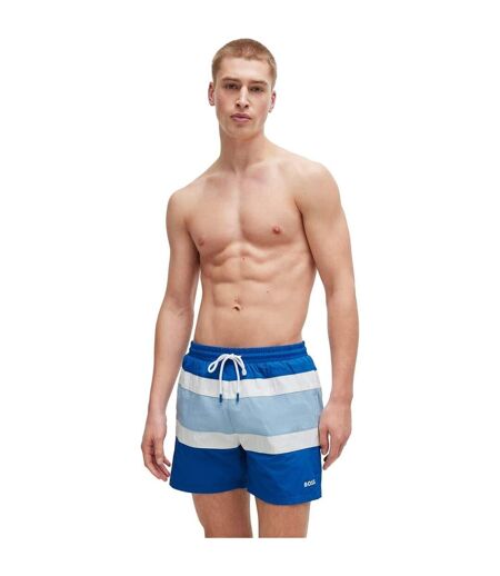 Mens Rico Stripe Swim Shorts Medium Blue Boss
