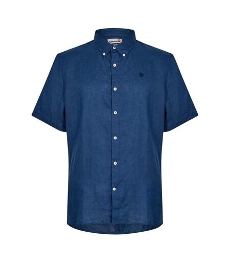 Mens Mill Brook Linen Collared Button-down Shirt Dark Denim Timberland