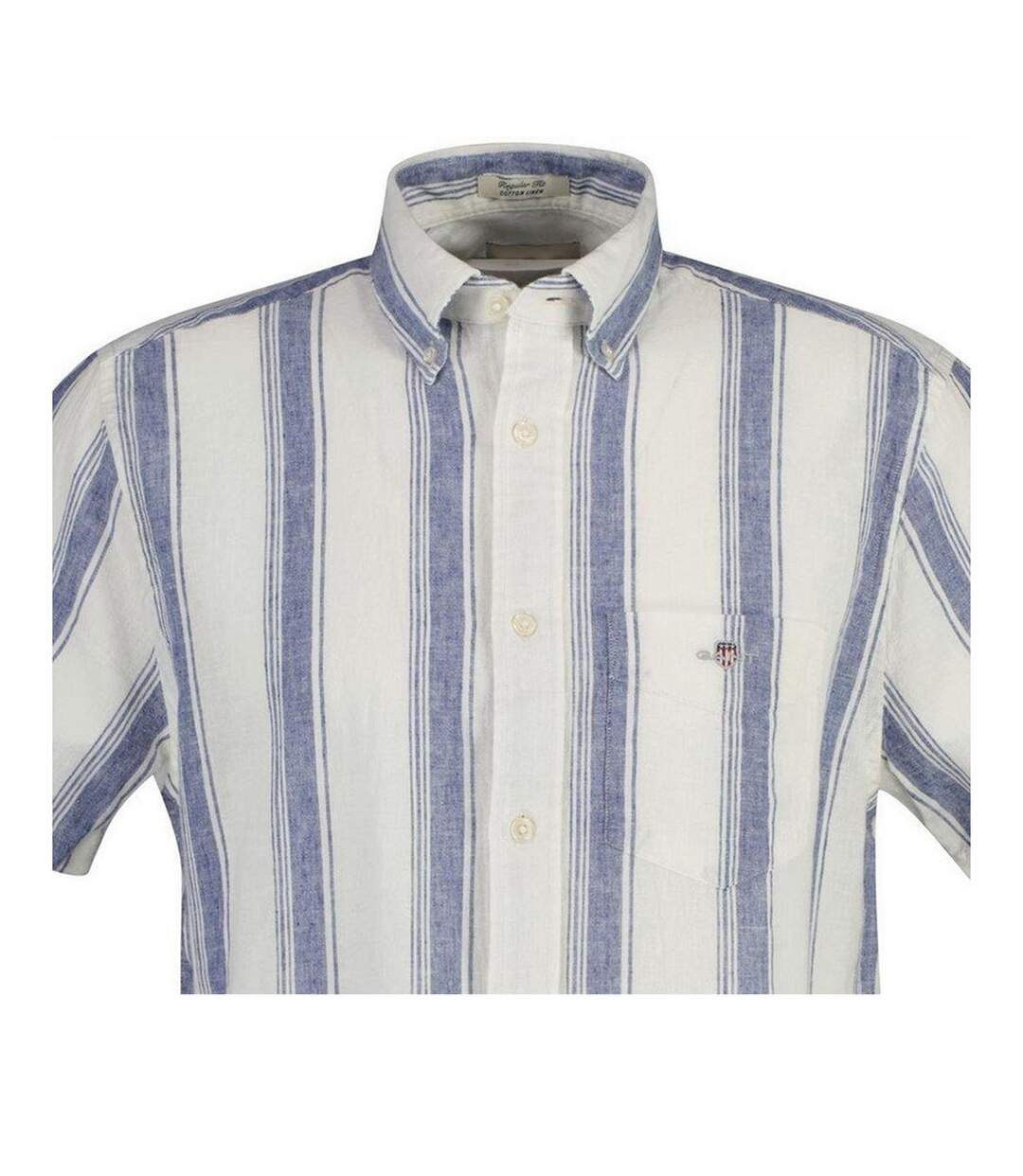 Chemise Manches Courtes Motif/style À Rayures Homme Vieux Bleu Délavé Gant-3
