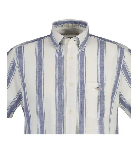 Chemise Manches Courtes Motif/style À Rayures Homme Vieux Bleu Délavé Gant