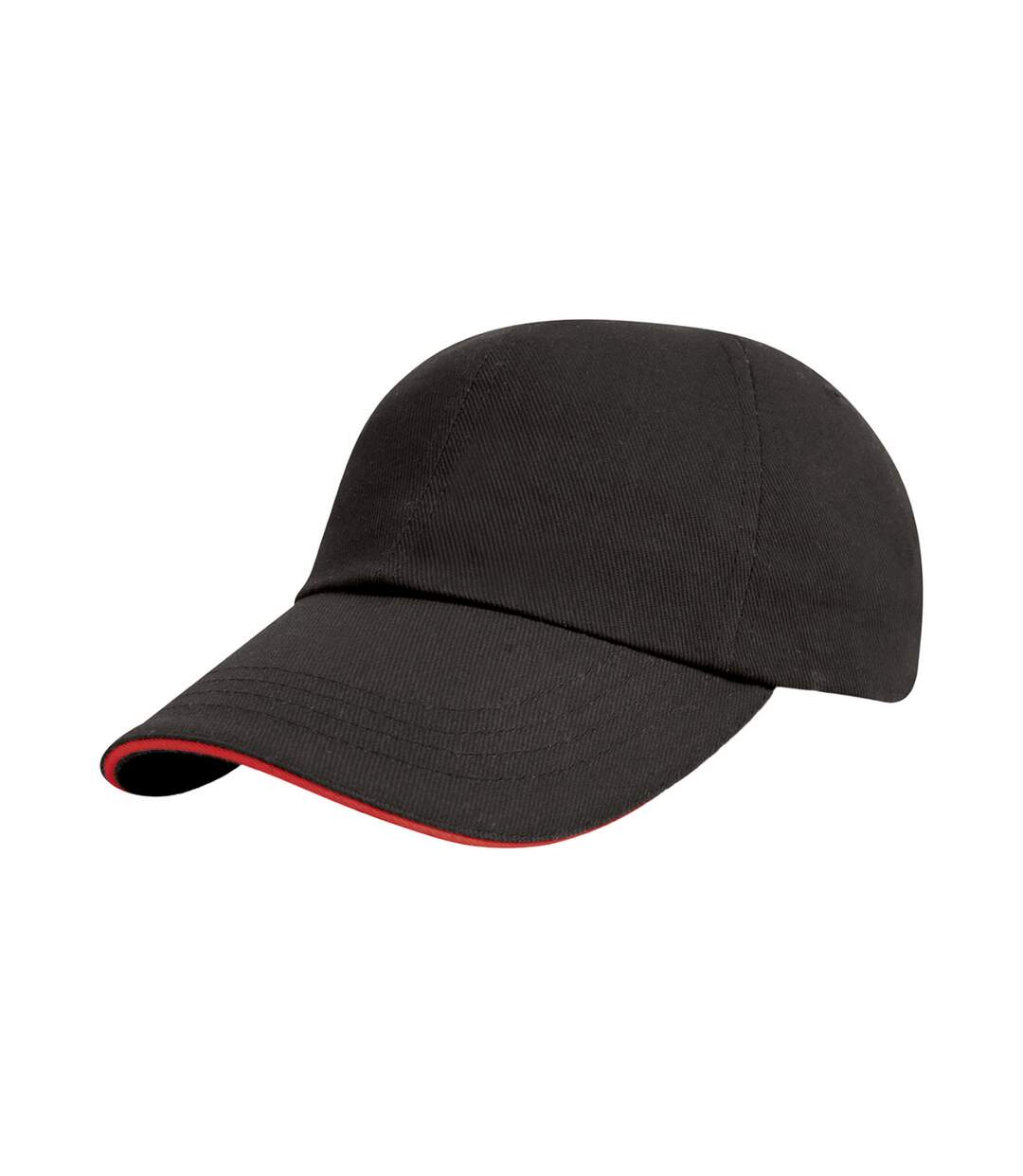 Heavy brushed cotton sandwich peak baseball cap black/red Result Headwear-1