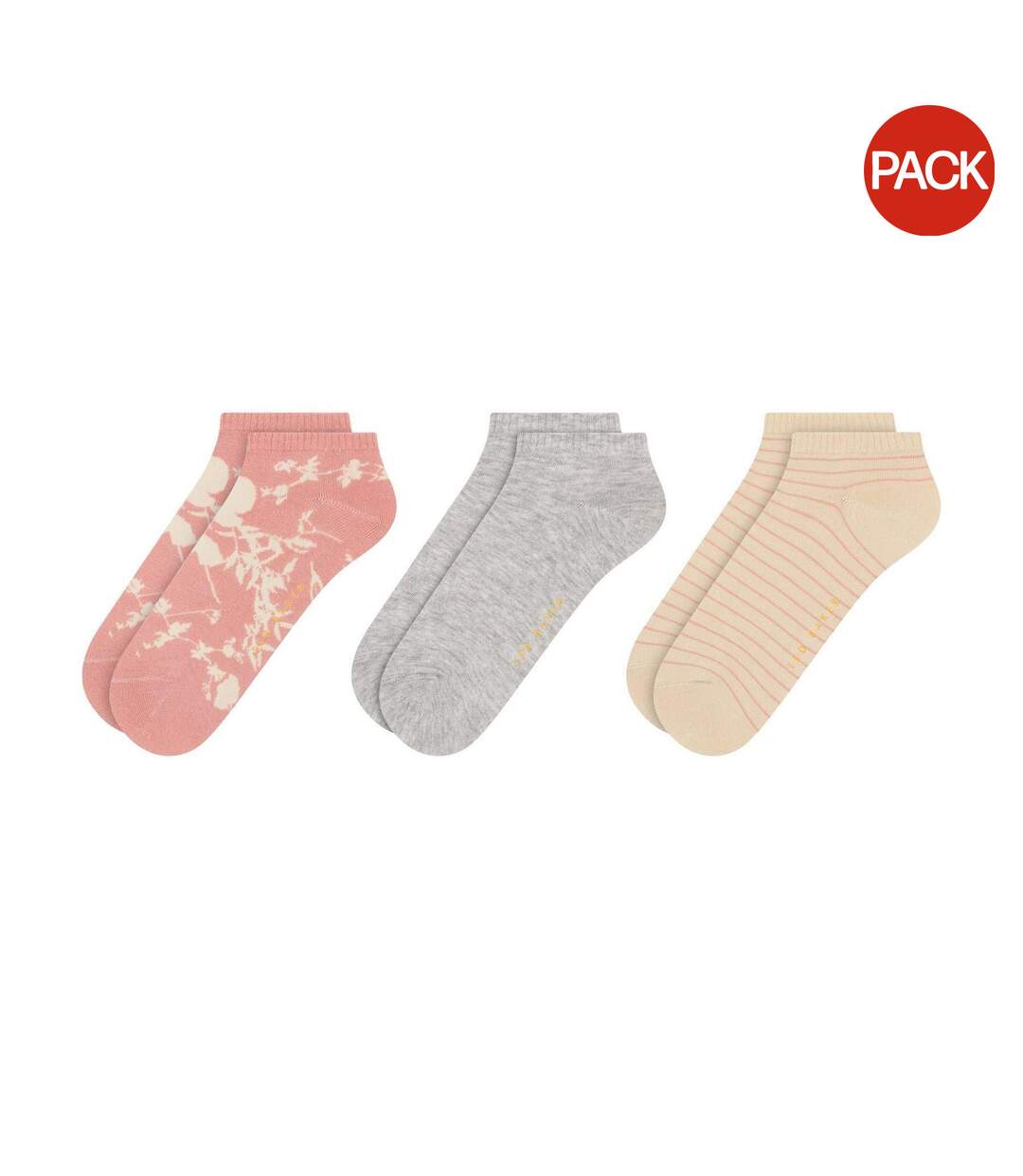 Pack Of 3  Womens/ladies Bamboo Trainer Socks  Pink Ted Baker-1