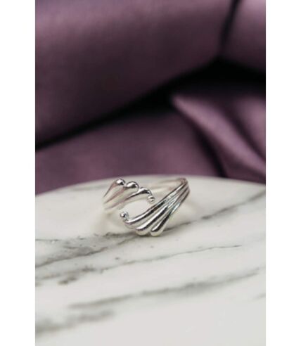 Sterling Silver Love Couple Promise Hugging Stackable Wave Ring