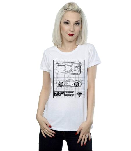 Disney - T-shirt CARS JACKSON STORM BLUEPRINT - Femme (Blanc) - UTBI13816