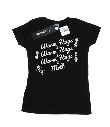 Disney Femmes/Les femmes Frozen 2 Olaf Warm Hugs And Melt - T-shirt en coton (Noir) - UTBI21653