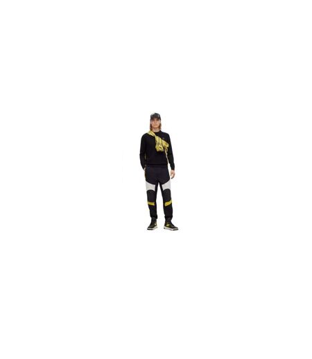 Mens Srack Straight Trousers Black Yellow Boss