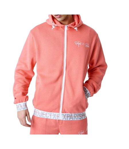 Sweat à Capuche Zippé Rose Homme Project X Paris Logote - L