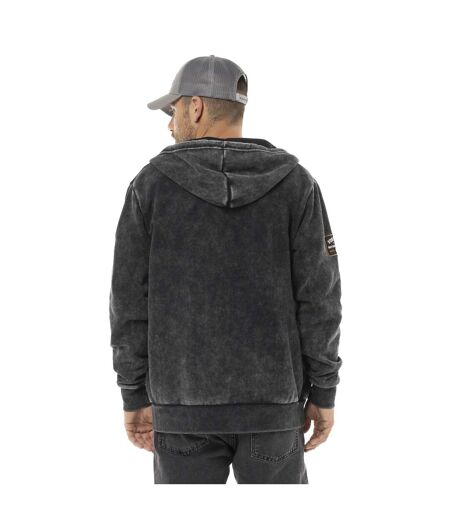 Sweat zippé homme à capuche en molleton et acid wash avec patchs Vondutch