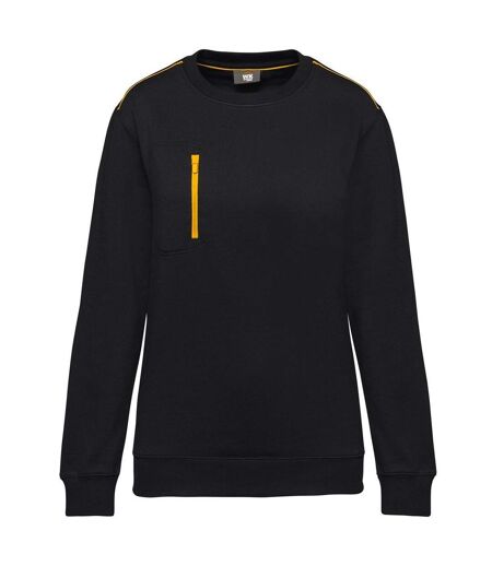 Sweat professionnel avec zip contrasté - Unisexe - WK403 - noir et jaune