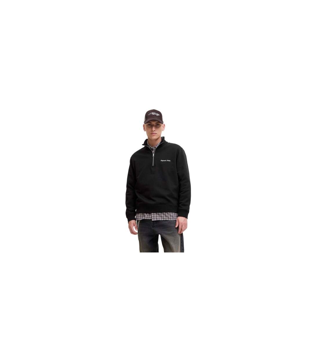 Mens High Collar Sweatshirt Black Jack And Jones-1