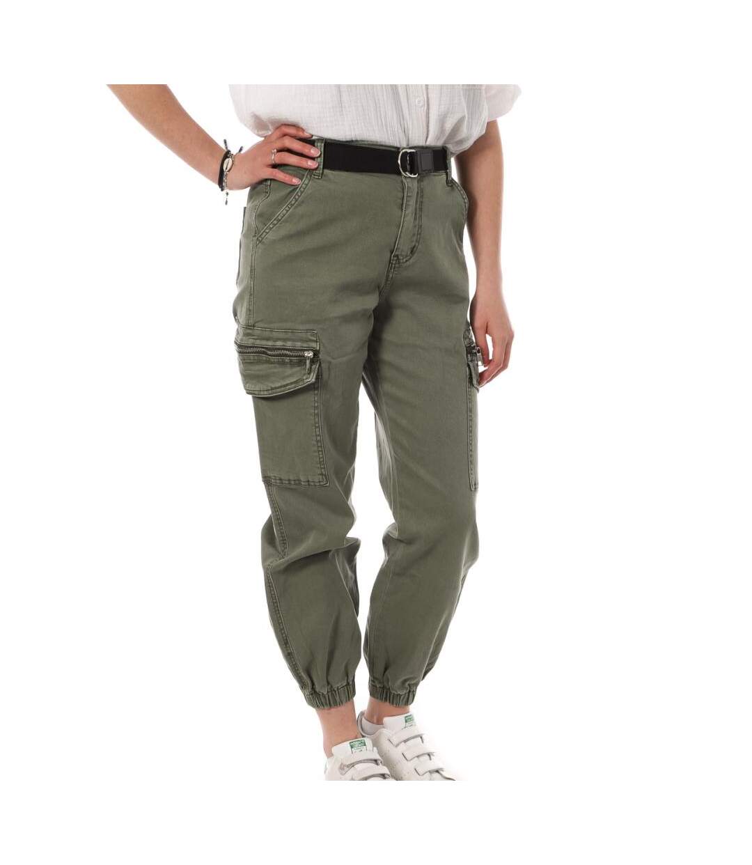 Pantalon Cargo Ceinture Kaki Femme Monday Premium LW-357 - L