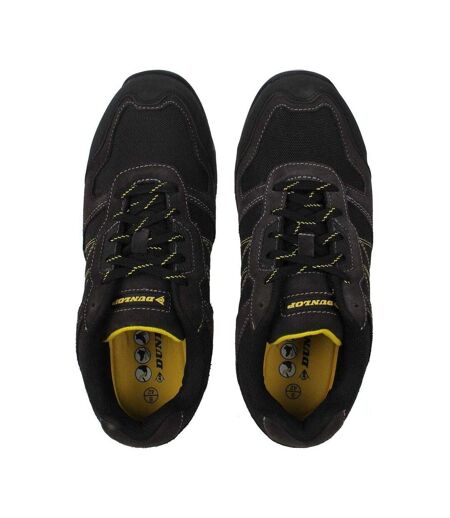 Mens Austin Leather Steel Toe Cap Safety Boots Charcoal Yellow Dunlop