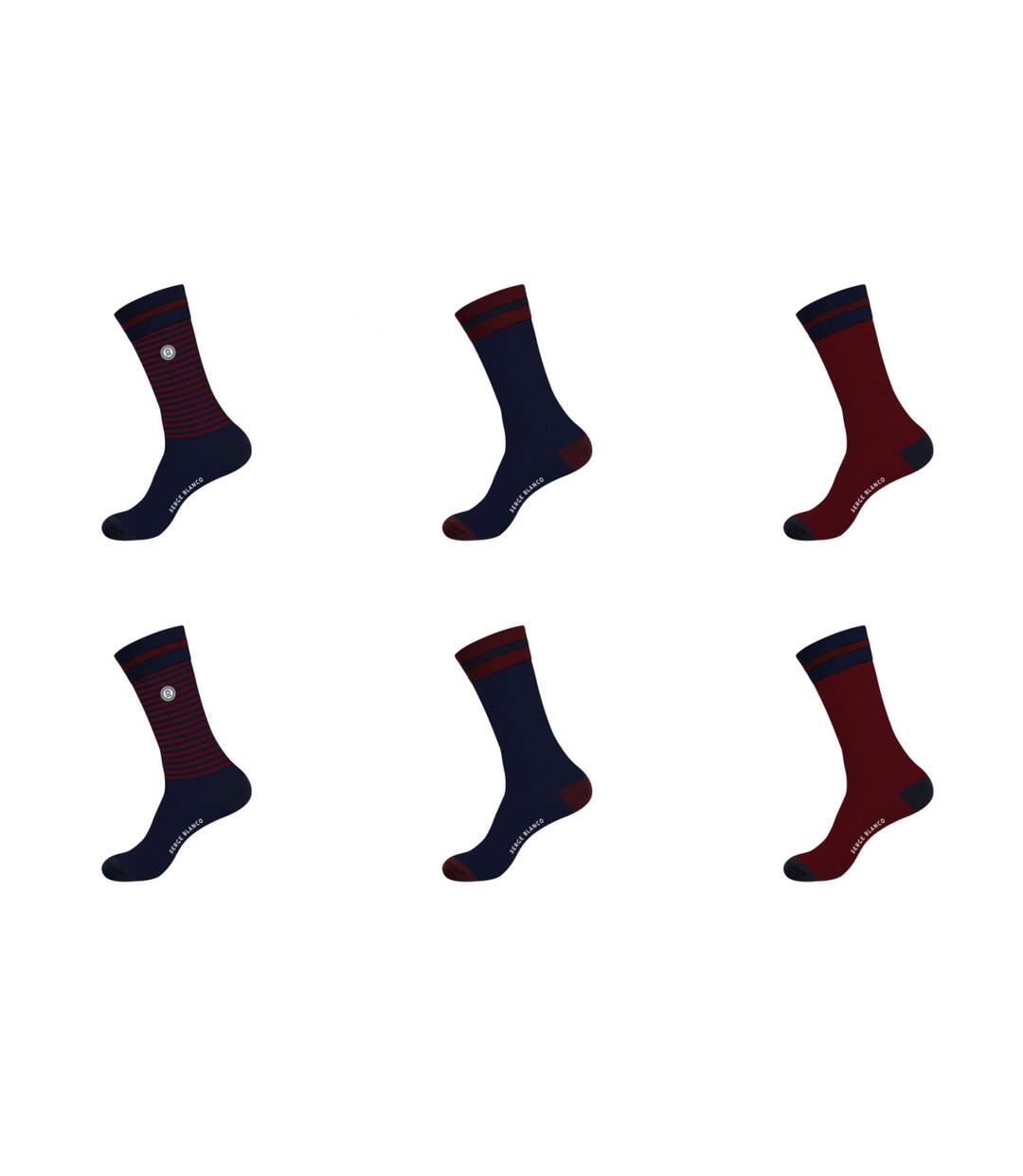 Lot de 6 paires de chaussettes de ville homme unies modèle C Serge Blanco-1