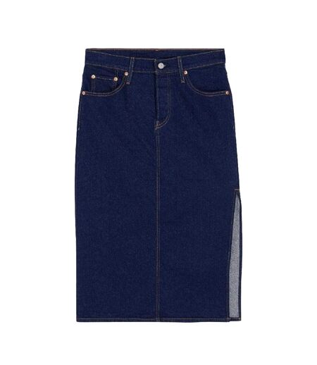 Womens/ladies Side Slit Midi Skirt Blue Stone Wash Levis