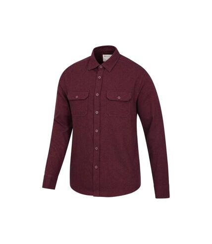 Mens trace flannel long-sleeved shirt dark burgundy Mountain Warehouse