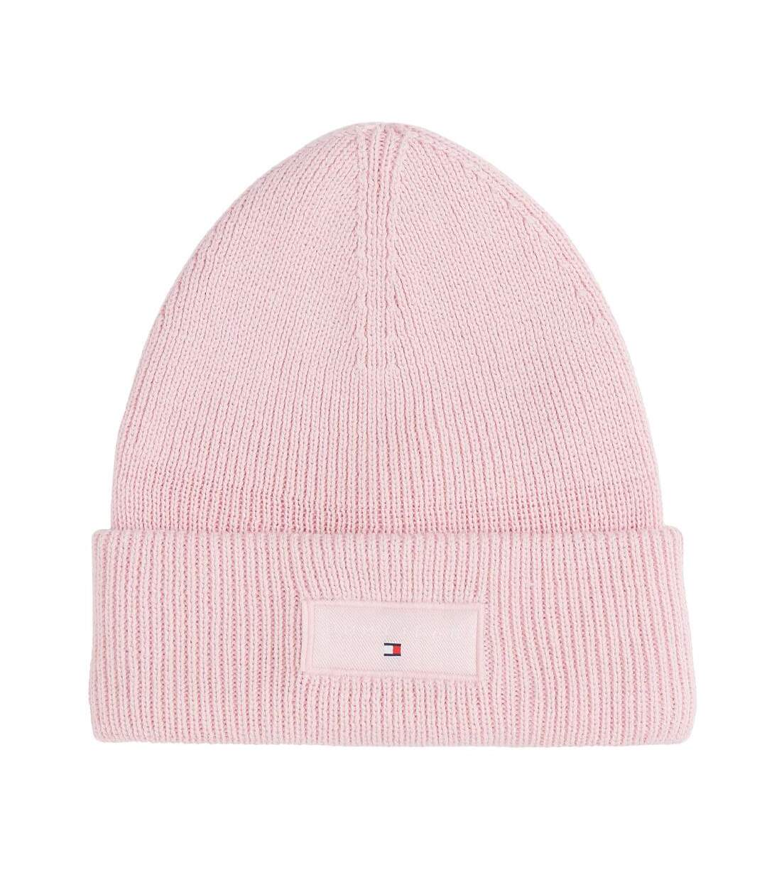 Bonnet rose clair femme tommy hilfiger linear beanie-1