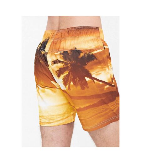 Crosshatch Mens Beach Dream Sunset Swim Shorts (Orange) - UTBG136