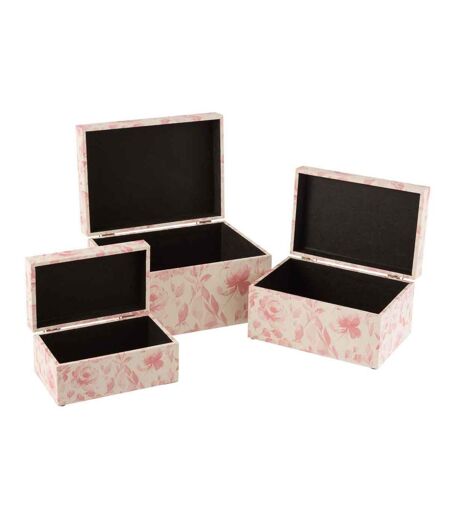 Lot de 3 Boîtes Déco Motif Fleurs 35cm Rose