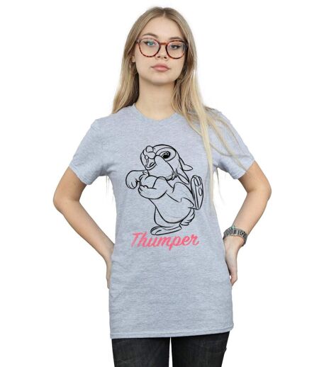 Disney - T-shirt BAMBI THUMPER LINE DRAWING - Femme (Gris chiné) - UTBI17616