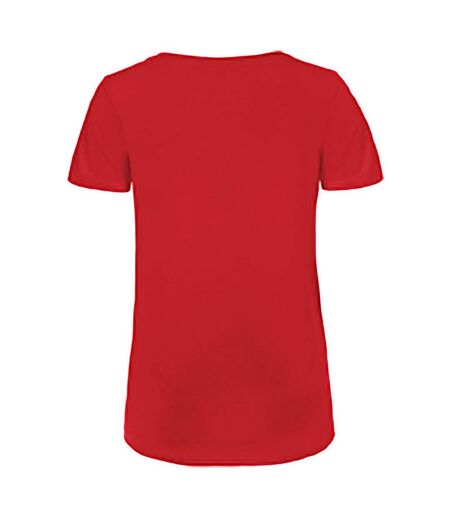 B&C Favourite - T-Shirt en coton bio à  col V - Femme (Rouge) - UTBC3642