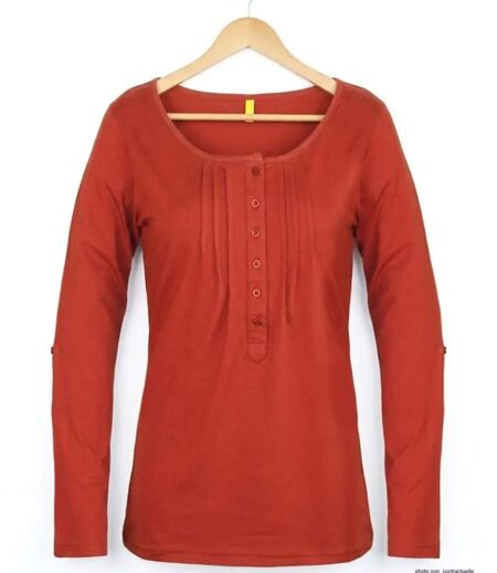 Tee-shirt MAYFLOWER NANNY2 orange sanguine à manches modulables : l'éclat du confort