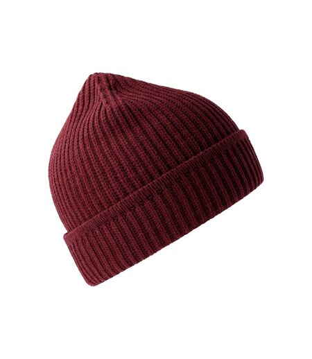 Unisex adult maple ribbed recycled beanie burgundy melange Atlantis