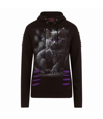 Sweat à capuche cattitude femme noir Spiral Direct